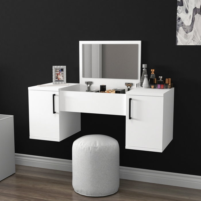 Hanah Home Mesa de Maquillaje Mercan Blanco con Espejo Hanah Home Mesa de Maquillaje Mercan Blanco con Espejo